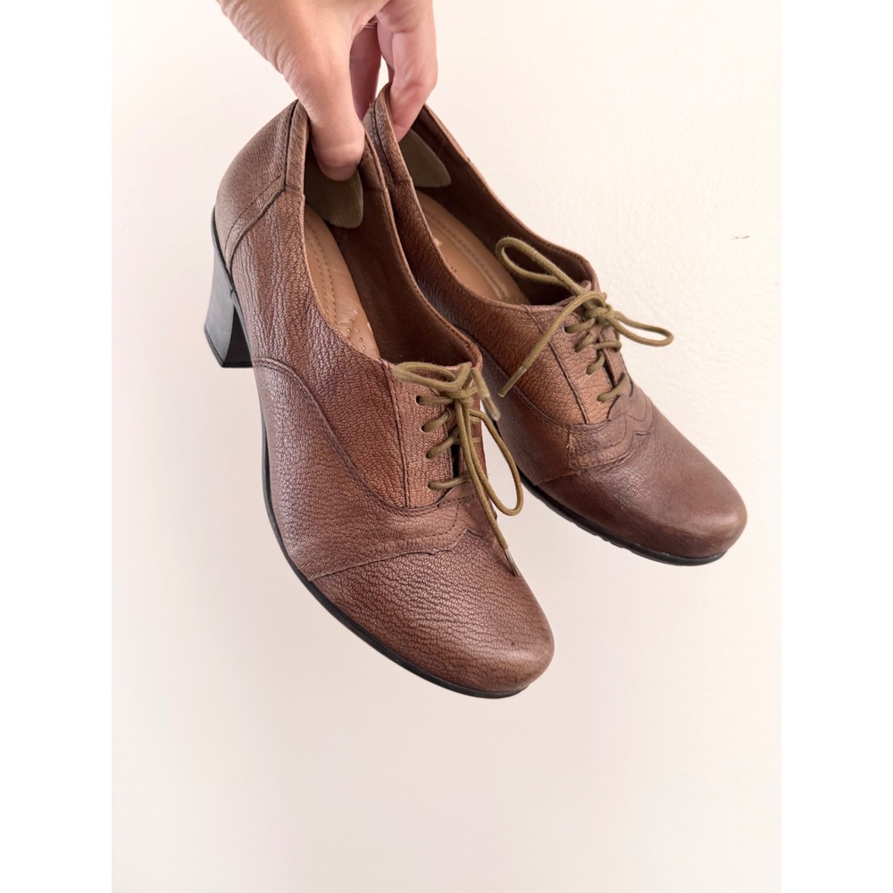 GH Bass Mariella Brown Leather Lace Up Oxford Block Heels Womens 8.5 M 3950-241